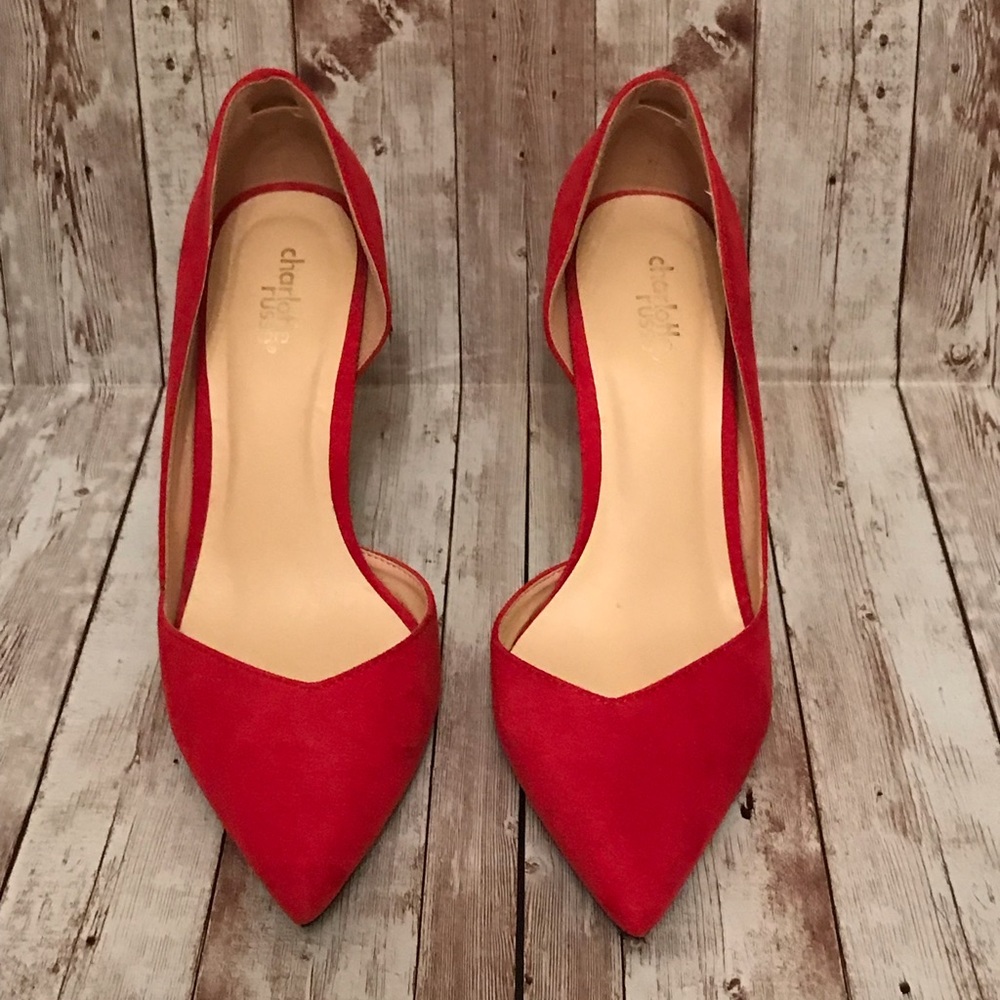 Red suede heels